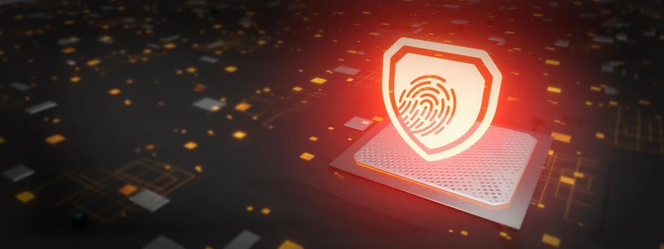 Fingerprint scan provides security access with biometrics identification. Con Stock Illustration