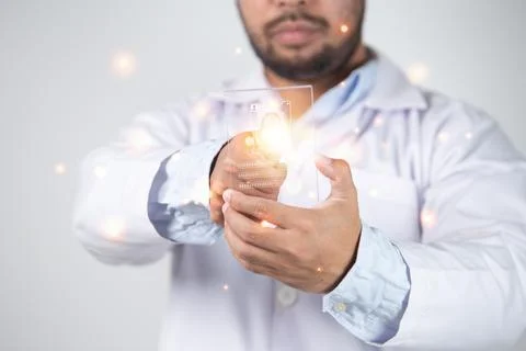 Fingerprint scan provides security access with biometrics identification. B.. Stock Photos