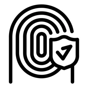 Fingerprint scan providing security with shield and check mark icon 스톡 일러스트
