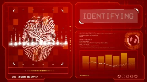 Fingerprint scan (red) Video stock 571256