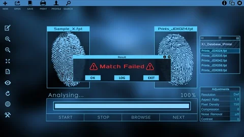 Fingerprint Scanner analyser Animation Failed Match Stock Footage 93138419