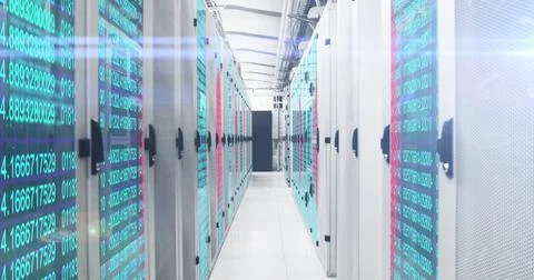 Fingerprint scanner and data processing over server room Stock-Illustration