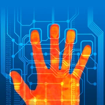 Fingerprint scanner, artwork Stock Illustration
