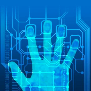 Fingerprint scanner, artwork Stock Illustration