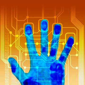 Fingerprint scanner, artwork Stock Illustration