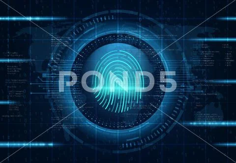 Fingerprint scanner, authentication HUD background: Royalty Free #194483734