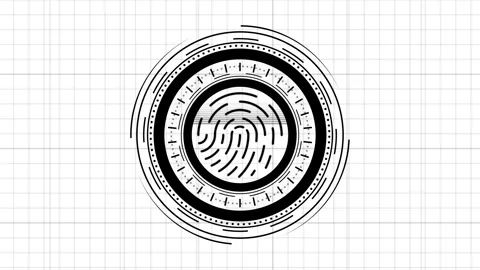 Fingerprint scanner interface animated on a grid background. Stock Footage 263227214