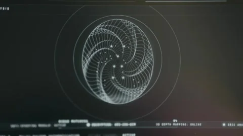Fingerprint scanner, ridge pattern with warped ellipses, minutiae dots Stock Footage 333822020