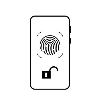 Fingerprint scanner smartphone security. Secure your phone Stock Illustration