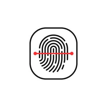 Fingerprint scanner thin line button Stock Illustration