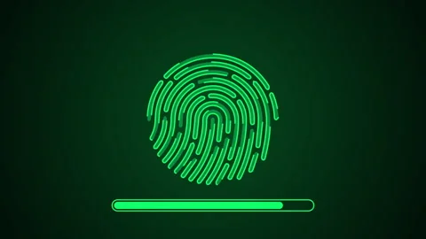 Fingerprint Scanning Animation With Loading Bar Video Animated Background Stock Footage 342474477