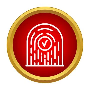 Fingerprint scanning biometric security access icon confirming identity Stock Illustration