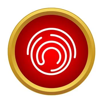 Fingerprint scanning biometrics security red circle icon Stock Illustration