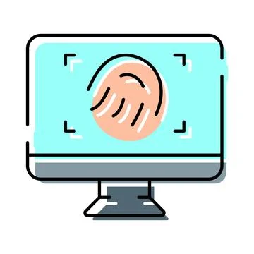Fingerprint scanning computer display for digital identification and security Stockillustratie