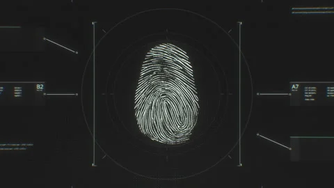 Fingerprint scanning concept animation. Security guard control. Touch ID Stock Footage 158207474