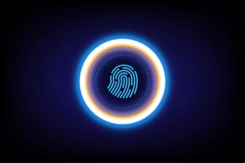 Fingerprint scanning Cyber security technology concept, futuristic hi-tech Illustrazione stock