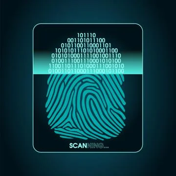 Fingerprint scanning - digital biometric security system, data protection 스톡 일러스트