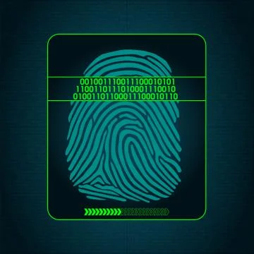 Fingerprint scanning - digital security system, biometric, access Illustrazione stock