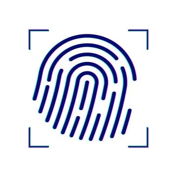 Fingerprint scanning with glitch effect. Vector icon. Stock Illustration