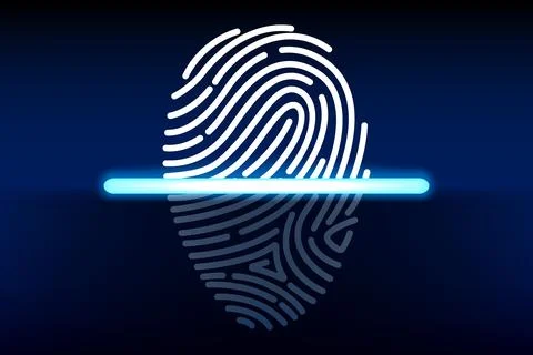 Fingerprint Scanning Identification System, Biometric Authorization, Vector.. 스톡 일러스트