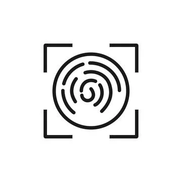 Fingerprint Scanning Identification System. Flat Design Vector Icon Stock Illustration