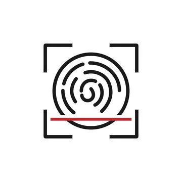 Fingerprint Scanning Identification System. Flat Design Vector Icon Stock Illustration