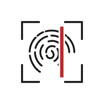 Fingerprint Scanning Identification System. Flat Design Icon Stock Illustration