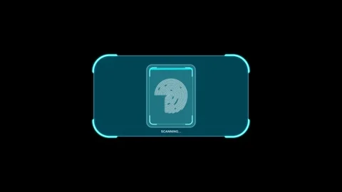 Fingerprint Scanning Process Animation Element on Black Background Stock Footage 340161717