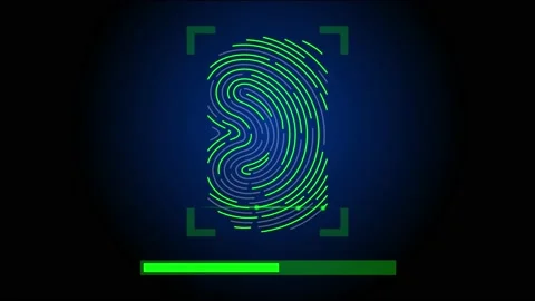 Fingerprint scanning process animation with progress bar loading Stock Footage 150676180