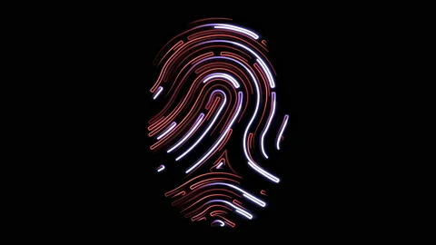 Fingerprint Scanning Process Illustration. Beautiful Futuristic Flight Through D Stock Footage 201363048