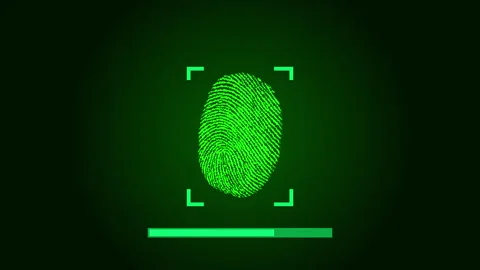 Fingerprint scanning process with progress bar loading video background Video stock 342301994