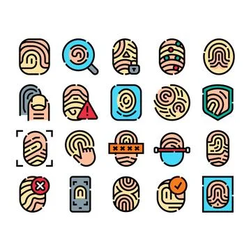 Fingerprint scanning protecting digital data access technology Stock Illustration