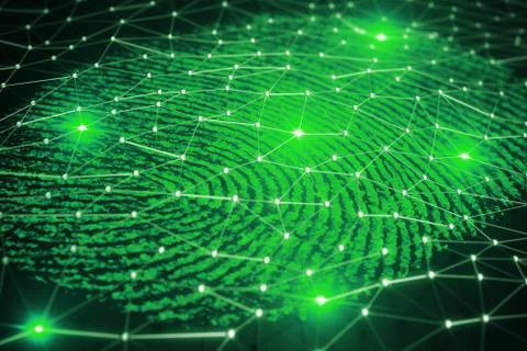 Fingerprint scanning for secure access. 3D rendering Stock-Illustration