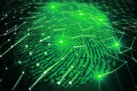 Fingerprint scanning for secure access. 3D rendering Stock Illustration