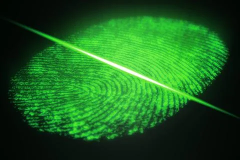 Fingerprint scanning for secure access. 3D rendering 스톡 일러스트