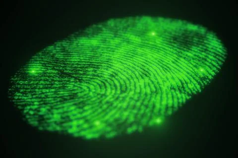Fingerprint scanning for secure access. 3D rendering Stock Illustration