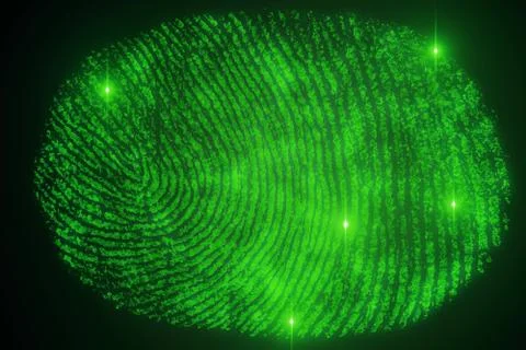 Fingerprint scanning for secure access. 3D rendering Stock-Illustration