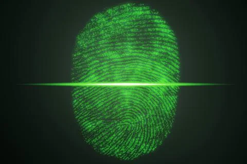 Fingerprint scanning for secure access. 3D rendering 스톡 일러스트