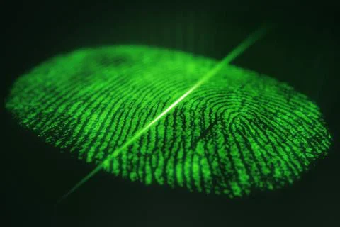 Fingerprint scanning for secure access. 3D rendering 스톡 일러스트