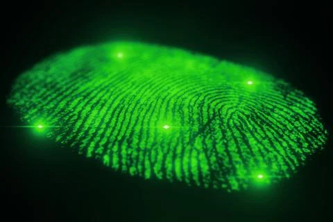 Fingerprint scanning for secure access. 3D rendering 스톡 일러스트