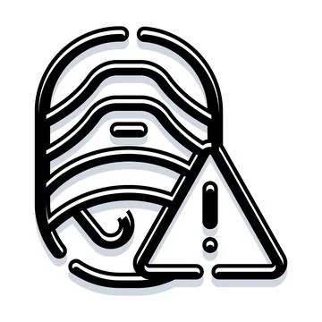 Fingerprint scanning with security alert warning icon Illustrazione stock
