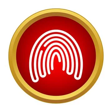 Fingerprint scanning security icon on red button Stock Illustration