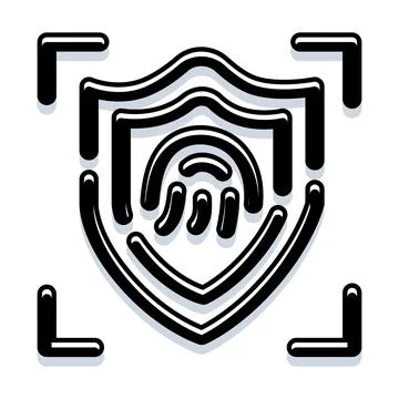 Fingerprint scanning shield protecting digital data security Stock Illustration