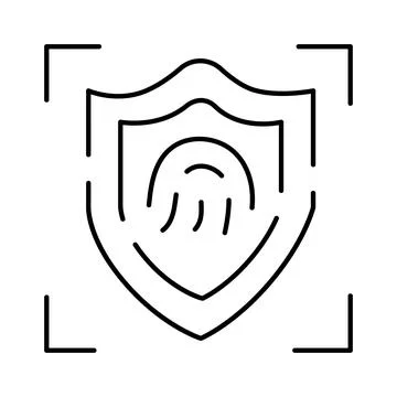 Fingerprint scanning shield protecting digital identity data Stock Illustration