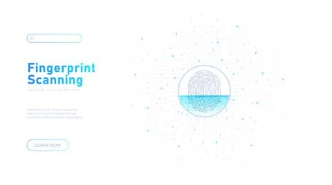 Fingerprint scanning white poster vector Stock-Illustration