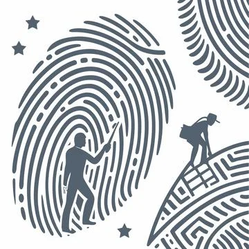 Fingerprint Scans Vector, Repeating Patterns for Security and Biometric Des.. Stock Illustration