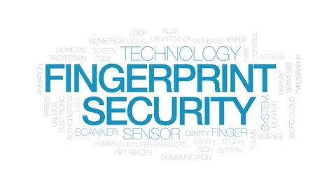 Fingerprint security animated word cloud. Kinetic typography. Stock Footage 107395975