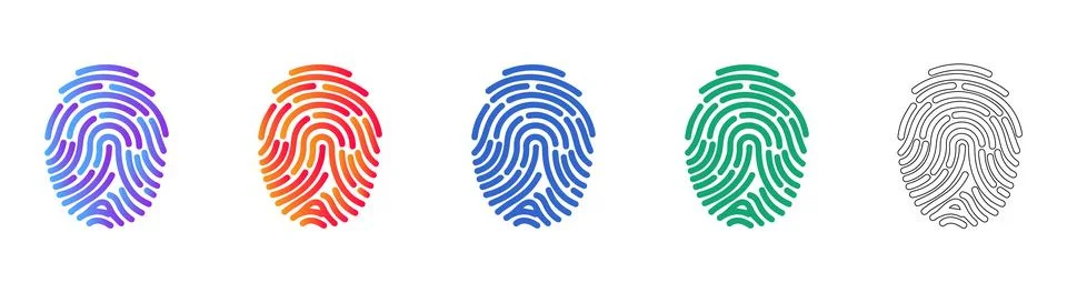Fingerprint Security Icon Set Stock Illustration