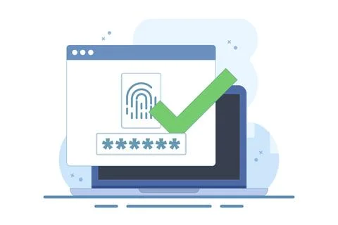 Fingerprint security identification concept via digital biometric sensor Stock Illustration