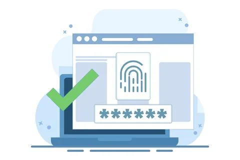 Fingerprint security identification concept via digital biometric sensor Illustrazione stock